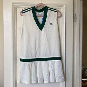 NWT adidas women’s retro style tennis dress sz M ivory/green